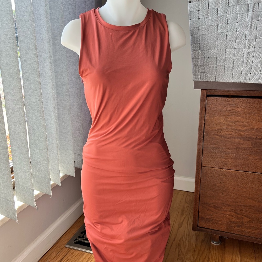Vitality Terracotta Bodycon Tank Midi Dress
